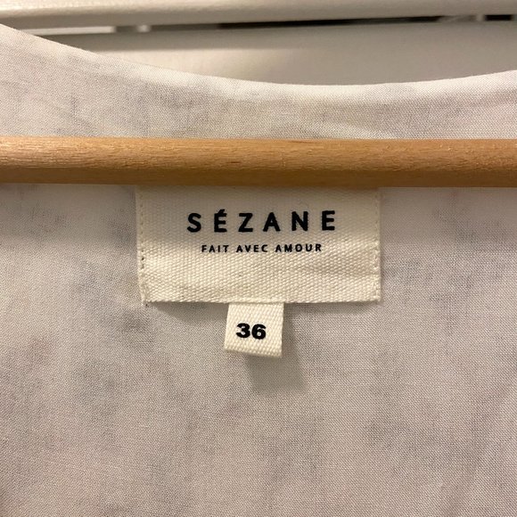 Sezane Aure Dress in Blue foliage print white 36 - Picture 5 of 7